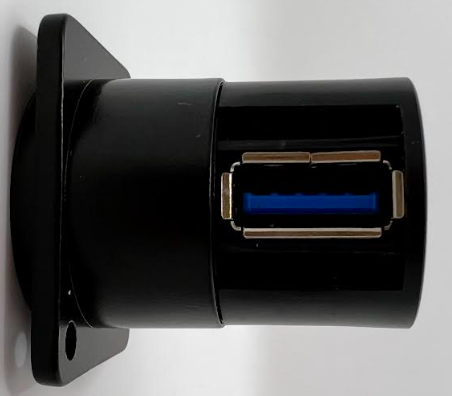 Products USB 3.0 A-type Female D Series Heavy Duty Chassis Panel Mount Connector Pass Through Solderless Bulkhead Coupler, Black Metal Housing/Angled Exit