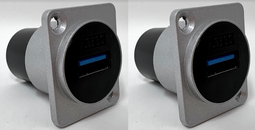 USB 3.0 A-type Female D Series Heavy Duty Chassis Panel Mount Connector Pass Through Solderless Bulkhead Coupler, Silver Metal Housing