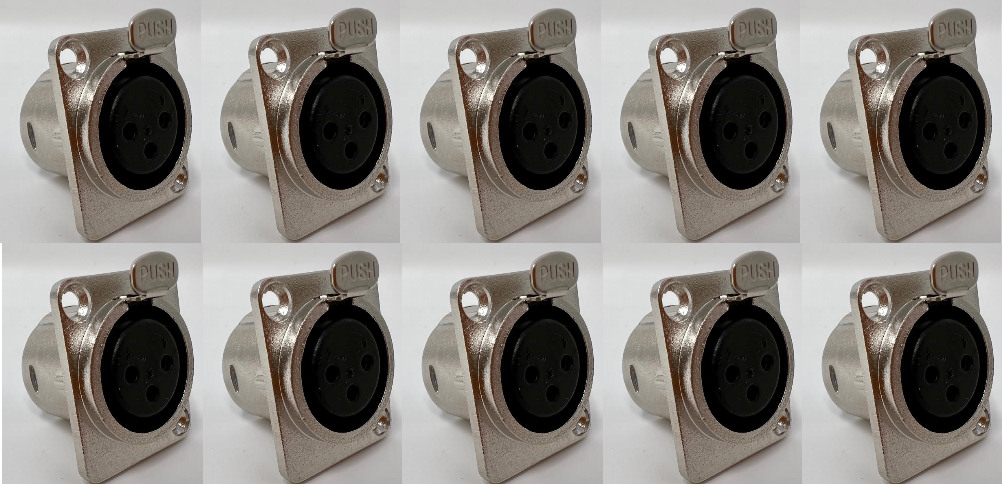 XLR 3 Pole Female D Series Heavy Duty Chassis Panel Mount Connector Bulkhead Coupler, Silver Metal Housing/Solder Contacts on back