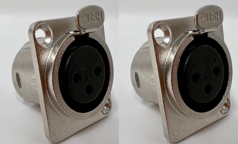 XLR 3 Pole Female D Series Heavy Duty Chassis Panel Mount Connector Bulkhead Coupler, Silver Metal Housing/Solder Contacts on back