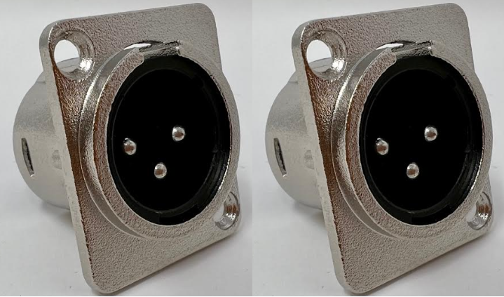 XLR 3 Pole Male D Series Heavy Duty Chassis Panel Mount Connector Bulkhead Coupler, Silver Metal Housing/Solder Contacts on back