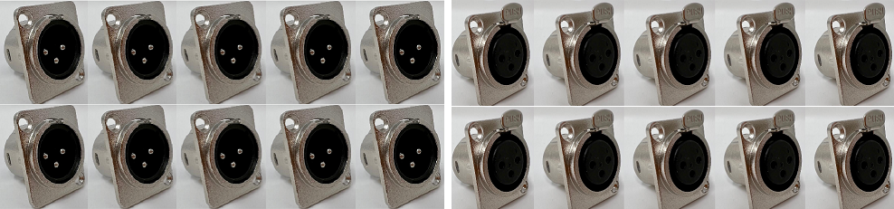 XLR 3 Pole Male and Female (10 each) D Series Heavy Duty Chassis Panel Mount Connector Bulkhead Coupler Pack, Silver Metal Housing/Solder Contacts on back (20 Pack/10 of each type)