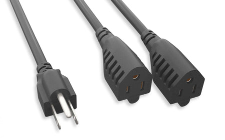 RiteAV Heavy Duty 2 to 1 Power Cord NEMA 5-15P/5-15Rx2 14AWG 105C 14" - 1 Unit