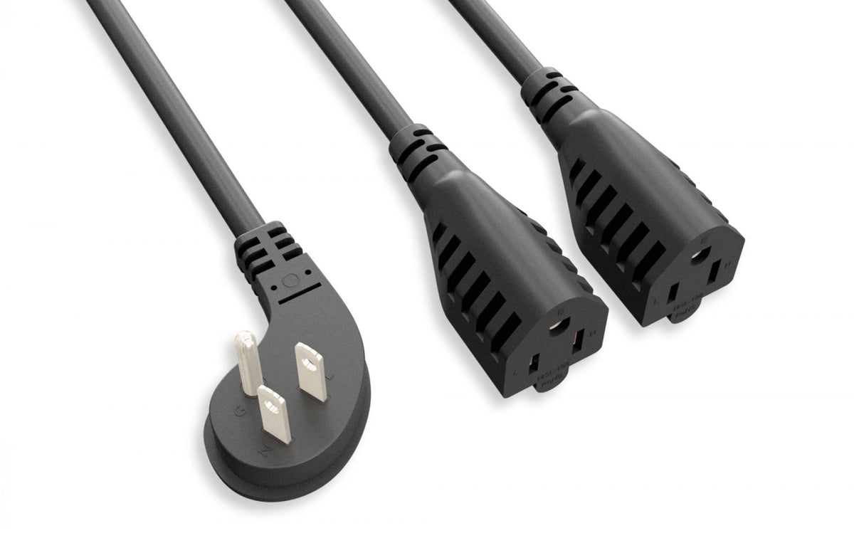 RiteAV Heavy Duty  2 to 1 Power Cord NEMA 5-15P Low Profile/5-15Rx2 16AWG 14" 10 Pack