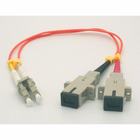 1FT LC Male-SC Female Duplex Multimode 50/125 Adapter Cable