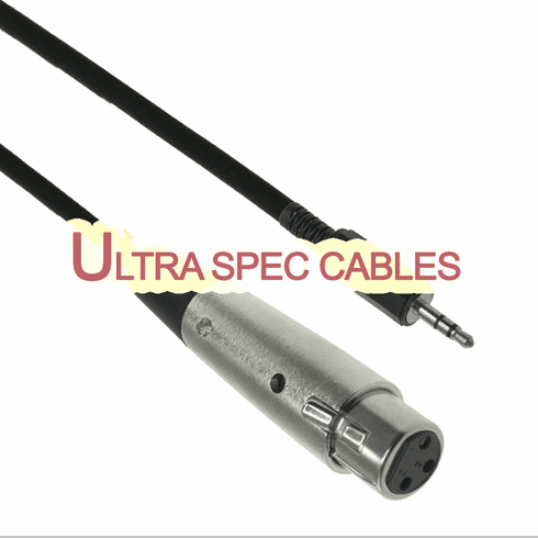 1ft XLR Female to 3.5mm Stereo (1/8 inch) TRS Male, Balanced Cable
