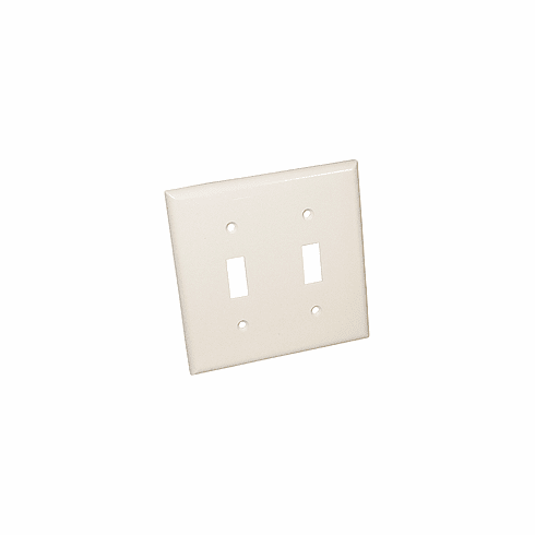 2 Gang Thermoplastic Toggle Switch Panel Wall Plate, White