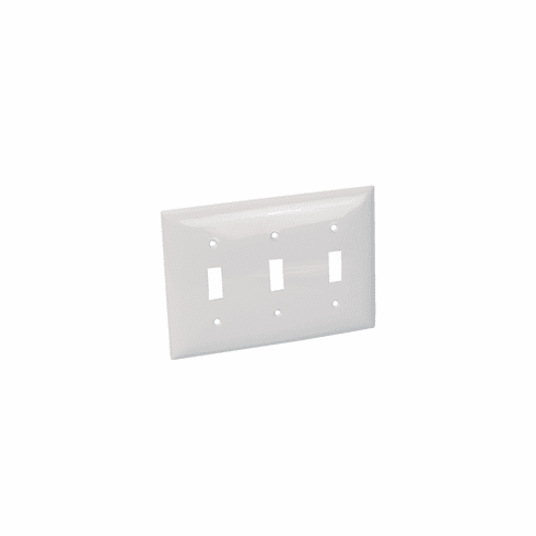 3 Gang Thermoplastic Toggle Switch Panel Wall Plate, White