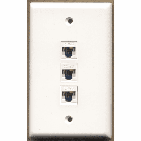 3 Port Cat5e Wall Plate - Flat White