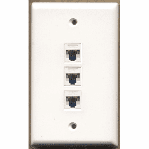 3 Port Cat6 Wall Plate - Flat White
