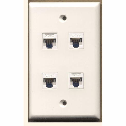 4 Port Cat5e/Cat6 110 Type (Punchdown) Wall Plate - White