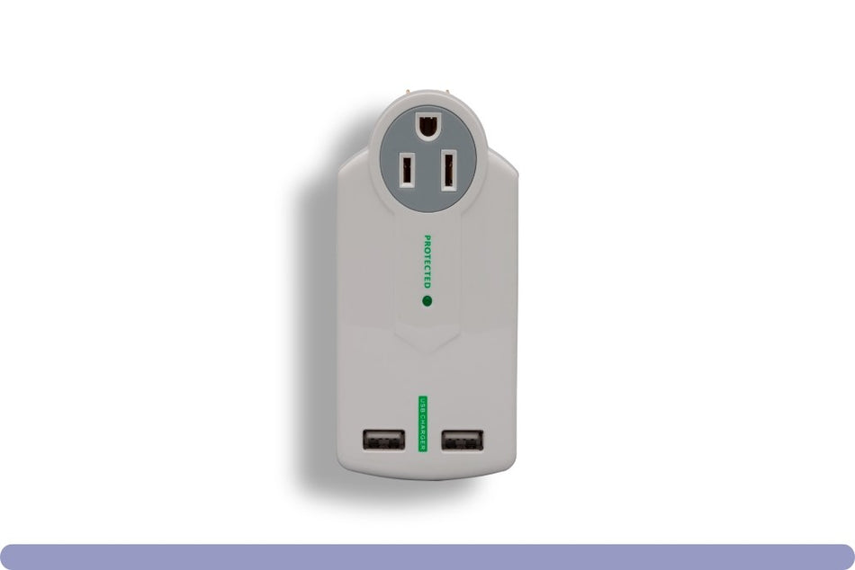 RiteAV Outlet Wall Tap Plug + 1 x Female USB Jack Charger for Cell Phone