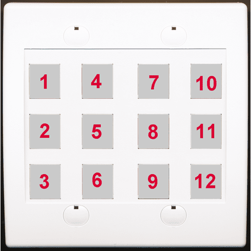 Custom 1 Gang White Wallplate with 12 Keystone Ports Solid (Flat) Type
