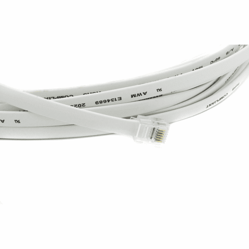 Custom Gray or White Flat RJ12 Phone Line Cord Straight for Data 7.5ft to 25ft 6p6c