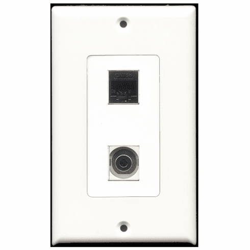 RiteAV - 1 Port 3.5mm 1 Port Cat5e Black Decora Type Wall Plate