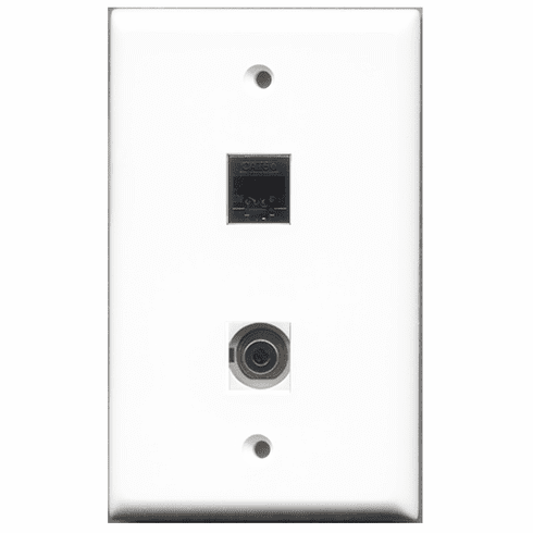 RiteAV - 1 Port 3.5mm 1 Port Cat5e Black  Wall Plate