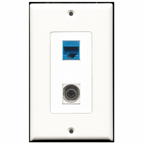 RiteAV - 1 Port 3.5mm 1 Port Cat5e Blue Decora Type Wall Plate