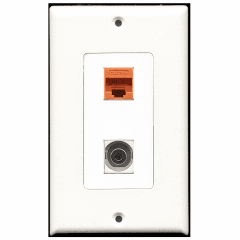 RiteAV - 1 Port 3.5mm 1 Port Cat5e Orange Decora Type Wall Plate