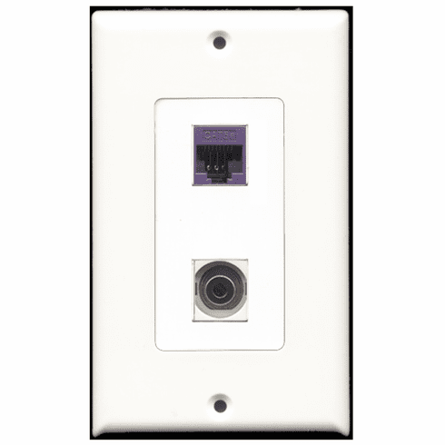 RiteAV - 1 Port 3.5mm 1 Port Cat5e Purple Decora Type Wall Plate