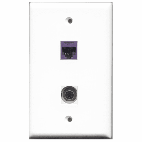 RiteAV - 1 Port 3.5mm 1 Port Cat5e Purple  Wall Plate
