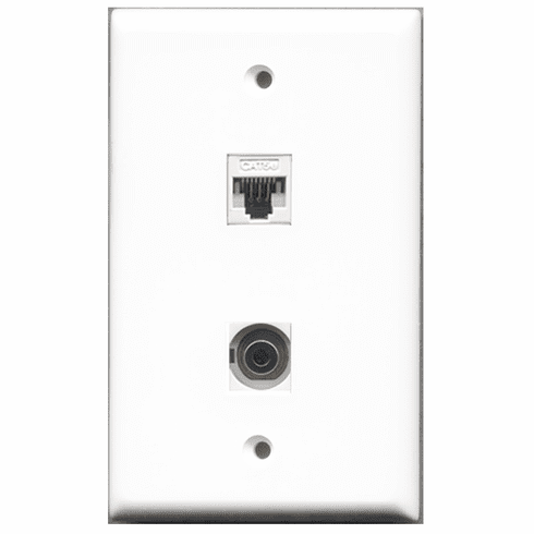 RiteAV - 1 Port 3.5mm 1 Port Cat5e White  Wall Plate