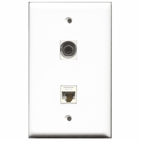 RiteAV - 1 Port 3.5mm 1 Port Cat6 White  Wall Plate White