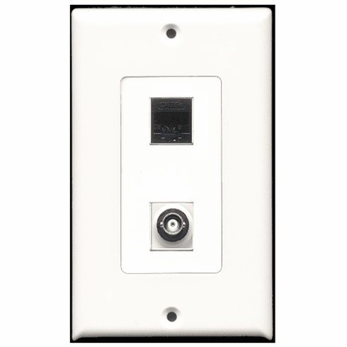RiteAV - 1 Port BNC 1 Port Cat5e Black Decora Type Wall Plate