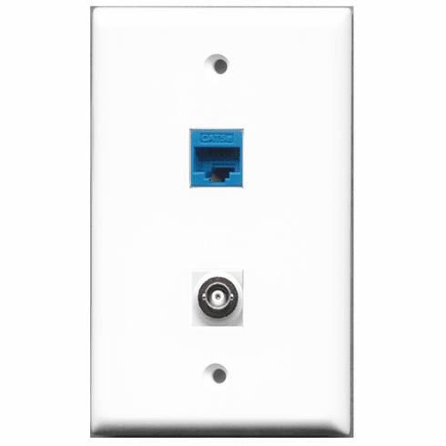 RiteAV - 1 Port BNC 1 Port Cat5e Blue  Wall Plate