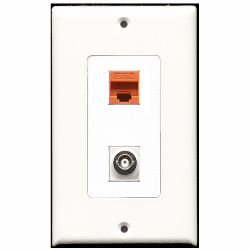 RiteAV - 1 Port BNC 1 Port Cat5e Orange Decora Type Wall Plate