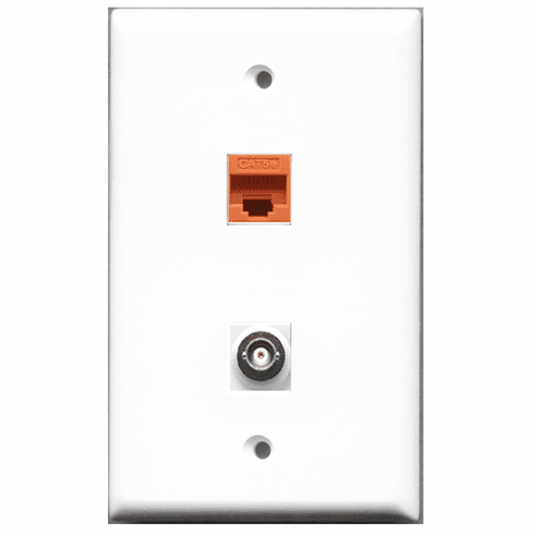 RiteAV - 1 Port BNC 1 Port Cat5e Orange  Wall Plate