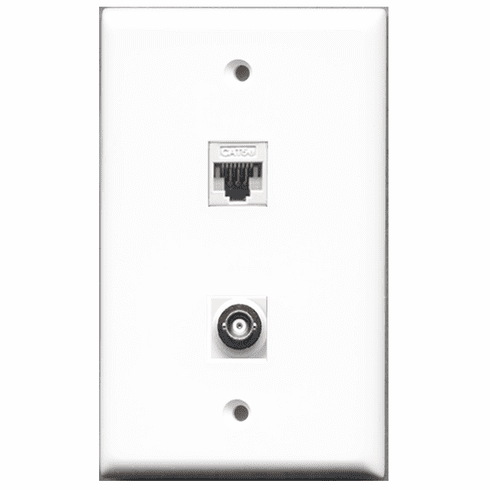 RiteAV - 1 Port BNC 1 Port Cat5e White  Wall Plate