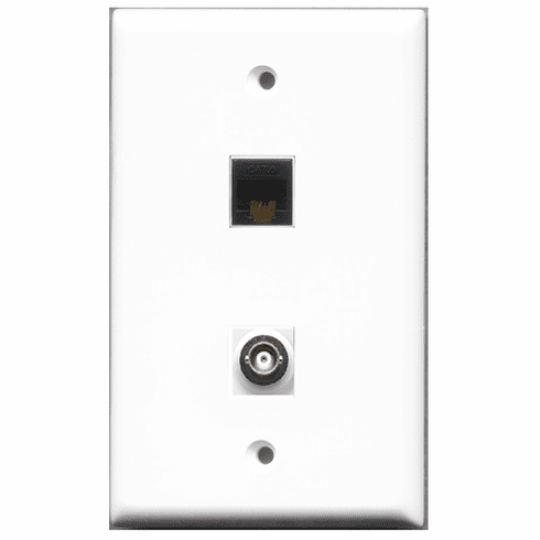 RiteAV - 1 Port BNC 1 Port Cat6 Black  Wall Plate