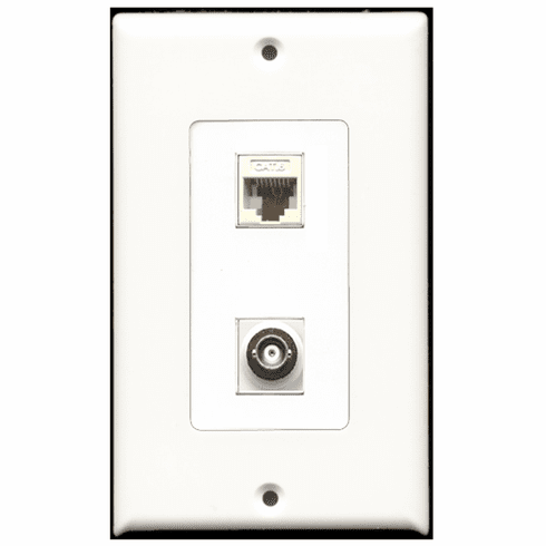 RiteAV - 1 Port BNC 1 Port Cat6 White Decora Type Wall Plate
