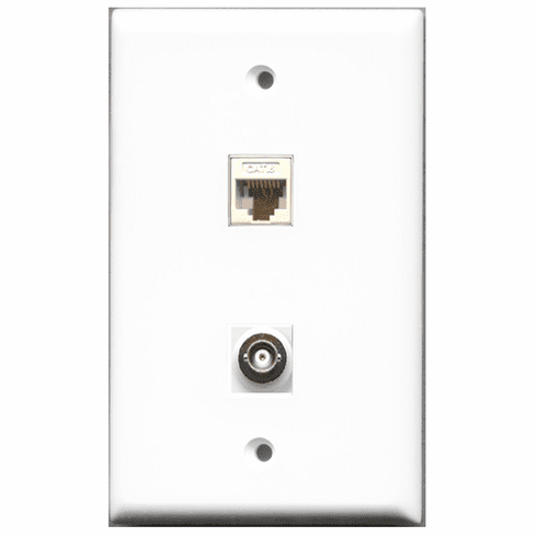 RiteAV - 1 Port BNC 1 Port Cat6 White  Wall Plate