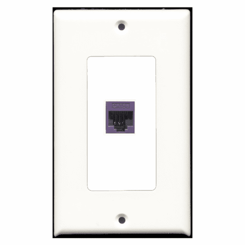 RiteAV - 1 Port Cat5e Ethernet Purple  Wall Plate Decora White