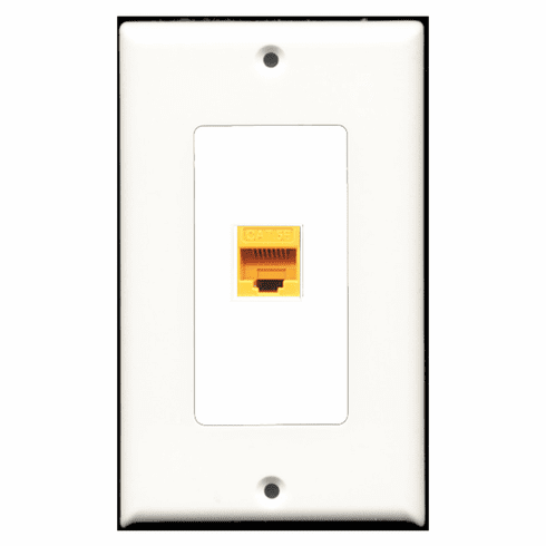 RiteAV - 1 Port Cat5e Ethernet Yellow  Wall Plate Decora White