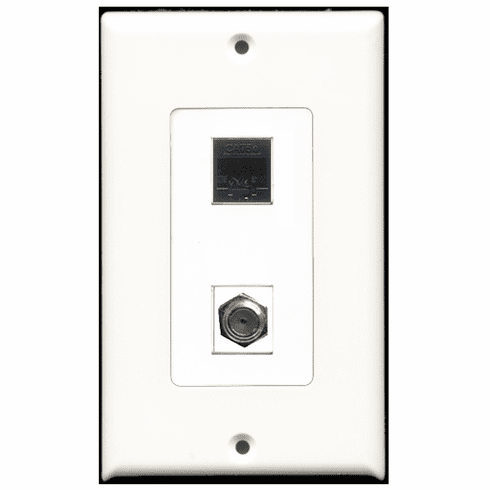 RiteAV - 1 Port Coax 1 Port Cat5e Black Decora Type Wall Plate