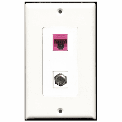 RiteAV - 1 Port Coax 1 Port Cat5e Pink Decora Type Wall Plate
