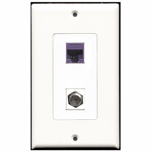 RiteAV - 1 Port Coax 1 Port Cat5e Purple Decora Type Wall Plate