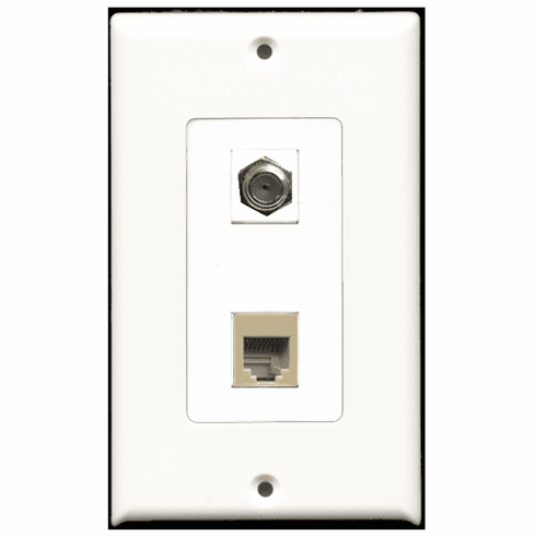 RiteAV - 1 Port Coax 1 Port Phone RJ11 RJ12 Beige Decora Type Wall Plate