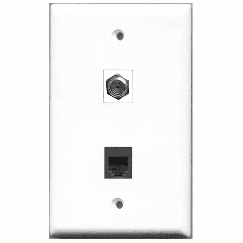 RiteAV - 1 Port Coax 1 Port Phone RJ11 RJ12 Black  Wall Plate