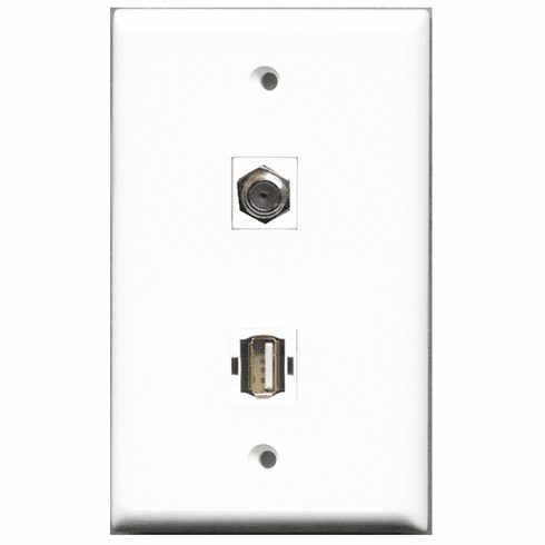 RiteAV - 1 Port Coax 1 Port USB A-A  Wall Plate