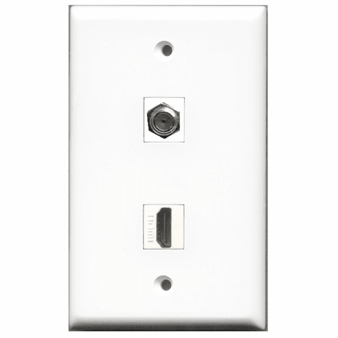 RiteAV - 1 Port HDMI - 1 Port Coax Port Cable TV F Type  Wall Plate White