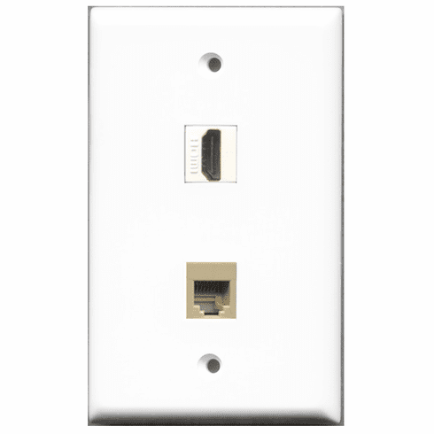 RiteAV - 1 Port HDMI 1 Port Phone RJ11 RJ12 Beige  Wall Plate