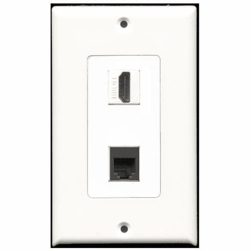 RiteAV - 1 Port HDMI 1 Port Phone RJ11 RJ12 Black Decora Type Wall Plate