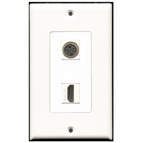 RiteAV - 1 Port HDMI - 1 Port S-Video  Wall Plate Decora White