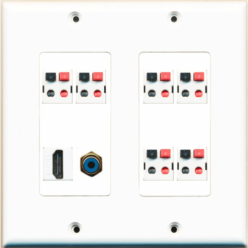 RiteAV Hdmi Rca Blue 6.1 Speaker Jack Home Theater Wall Plate White