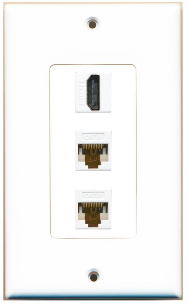 RiteAV - 1 Port HDMI 2 Port Cat6 Ethernet Decorative Wall Plate - White