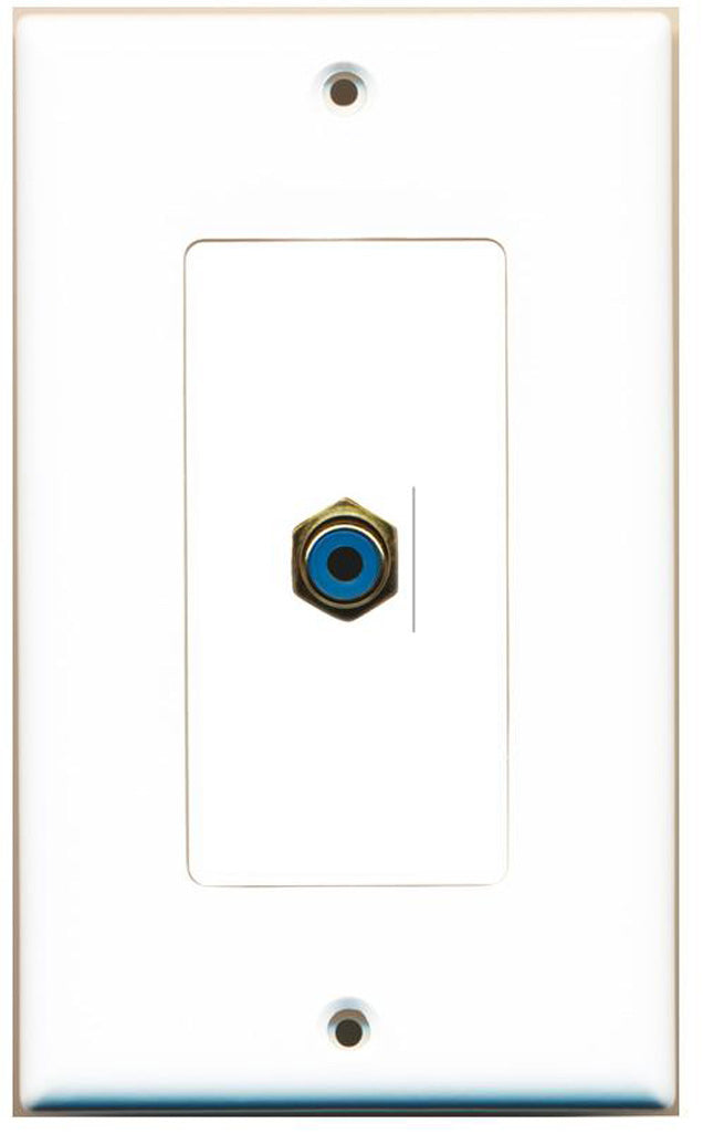 RiteAV - 1 RCA Blue for Subwoofer Audio Port Wall Plate Decorative - White