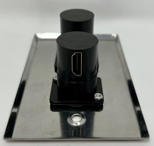 2 Port HDMI D Series Heavy Duty Pass Through Solderless Stainless Steel Wall Plate - HDMI Angled Exit